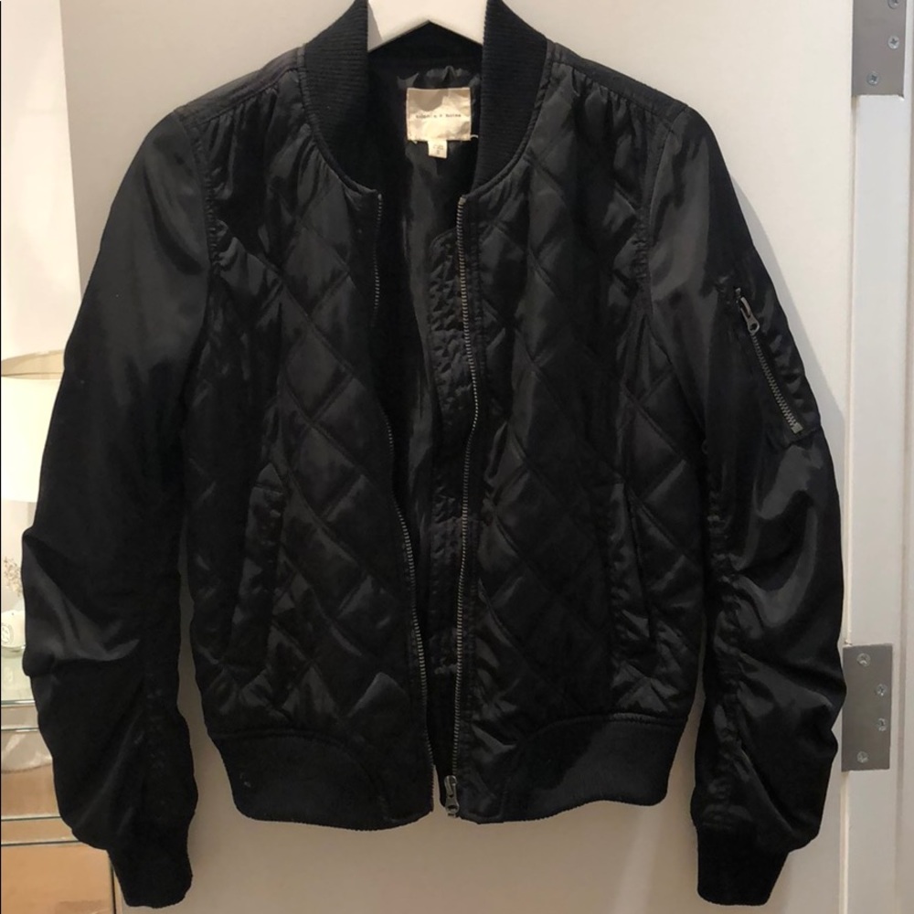Silence + Noise black quilted bomber jacket